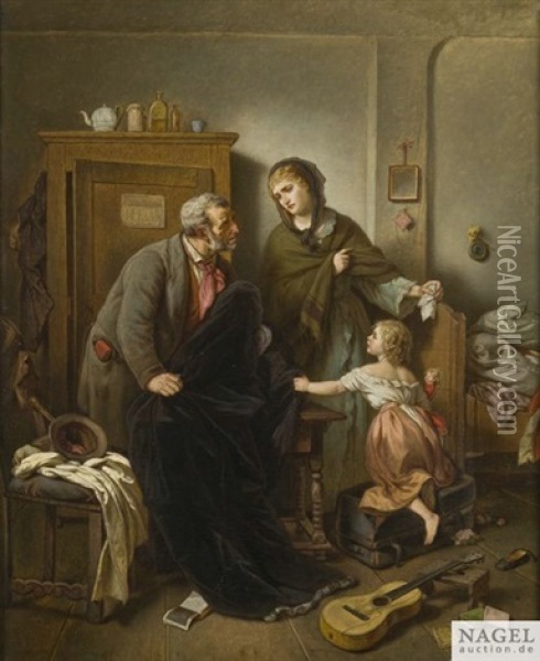 Genreszene Im Stubeninterieur Oil Painting - Johann Grund