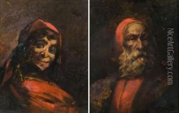 Portraits D'homme Et De Femme. Oil Painting - Fernand Paillet