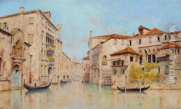 A Venetian Backwater Oil Painting - Georges Redon