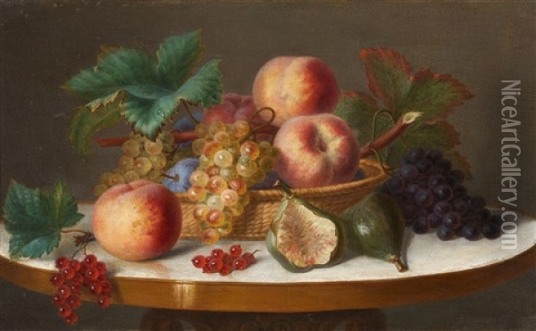 Still Lifes With Fruits (pair) Oil Painting - Ange Louis Guillaume Lesourd-Beauregard