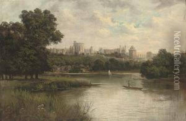 Windsor From The Thames Oil Painting - J. Lewis