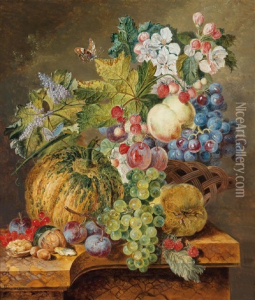 A Still Life Of Fruit Oil Painting - Jacobus Linthorst