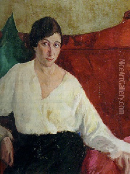 Portrait Of A Woman Oil Painting - Grigori Mikhailovich Bobrovsky