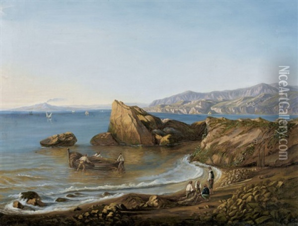 Paesaggio Della Penisola Sorrentina Oil Painting - Consalvo Carelli