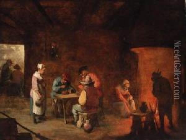 The Interior Of An Inn Oil Painting - Matheus van Helmont