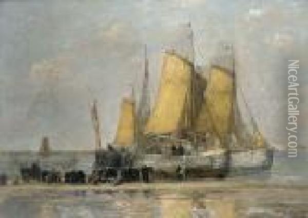 Arrival Of The Fishing Fleet Oil Painting - Hendrik Willem Mesdag