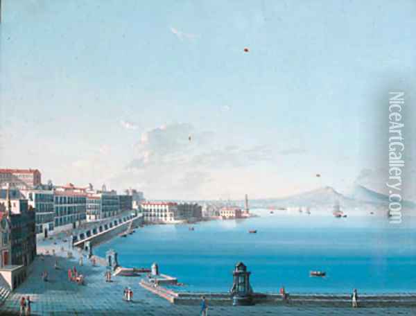 Veduta de Bagnoli; and veduta di S.Lucia a mare Oil Painting - Neapolitan School