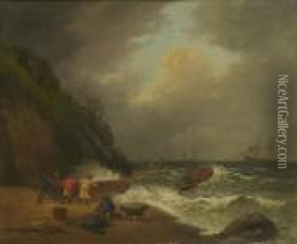 Smugglers On The Beach Oil Painting - George Morland