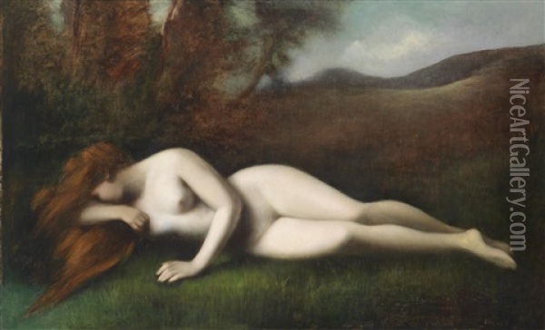 Schlafende Nymphe Oil Painting - Jean Jacques Henner