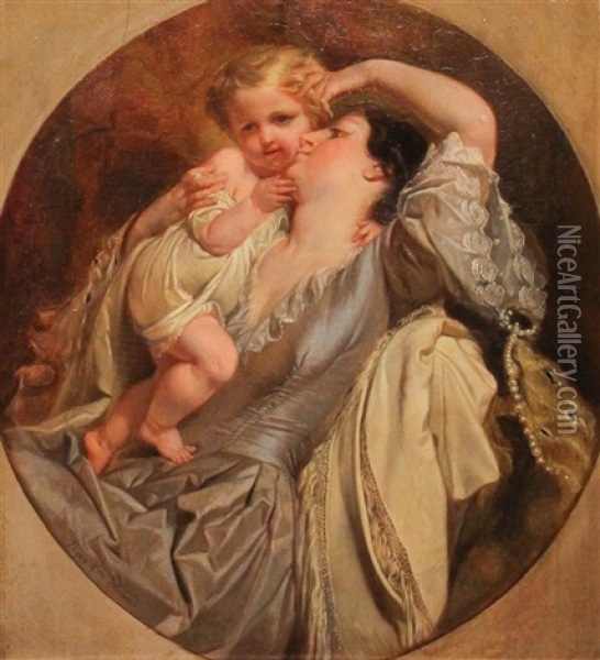 Mother And Child Oil Painting - Eugen von Blaas