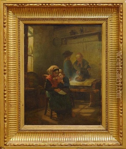 Mere Et Son Enfant Oil Painting - Agathe Doutreleau