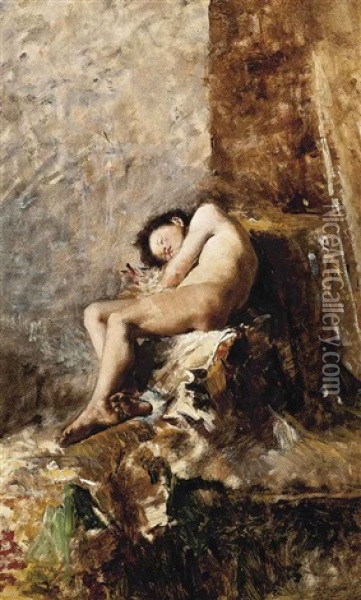 Sleeping Beauty Oil Painting - Joaquin Agrasot y Juan