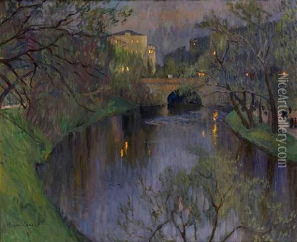 Twilight In Riga Oil Painting - Nikolai Petrovich Bogdanov-Belsky