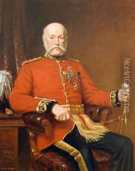 General Joseph Edwin Thackwell CB 1813-1900 Oil Painting - J. Sydney Willis Hodges
