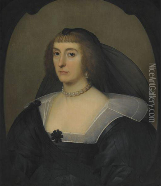 Portrait Of Elizabeth Of Bohemia (1596-1662) Oil Painting - Gerrit Van Honthorst