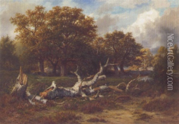 Landschaft Bei Fontainebleau Oil Painting - Francois Auguste Ortmans