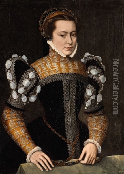 A Portrait Of Margarete Of Parma Oil Painting - Antonis Mor Van Dashorst