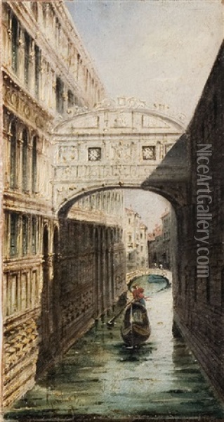 Venezia, In Gondola Sul Canale Oil Painting - Marco Grubas