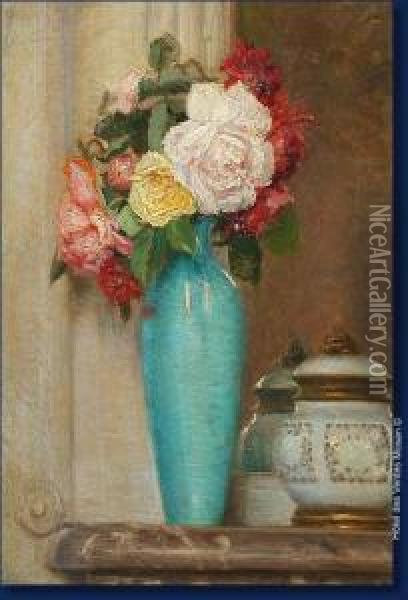 Le Bouquet De Roses Oil Painting - Edouard Masson