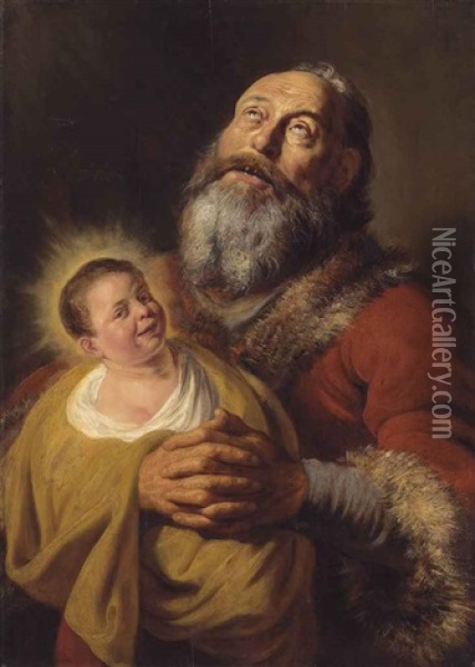 Saint Simon With The Christ Child Oil Painting - Jan Lievens