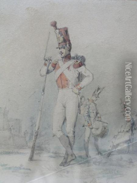 Les Soldats Oil Painting - Eugene Louis Lami