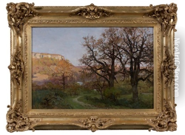 Paysage Des Environs De Besancon Oil Painting - Marie-Victor-Emile Isenbart