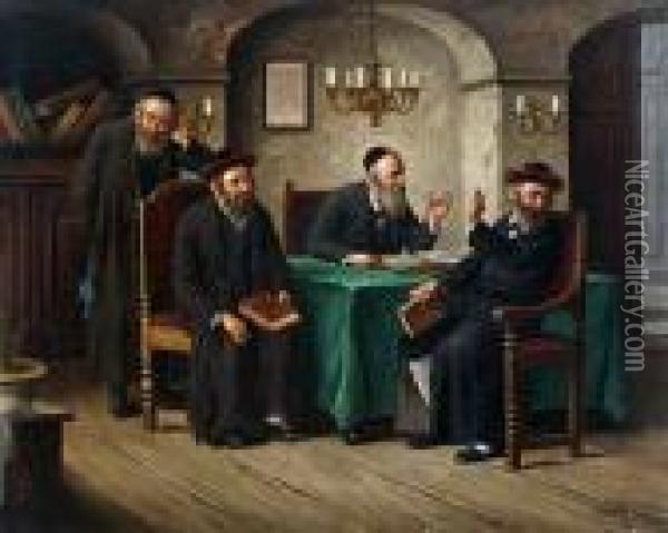 Diskussion Unter Rabbinern Oil Painting - Carl Ostersetzer