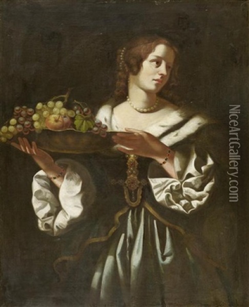 Bildnis Einer Dame Mit Fruchteschale Oil Painting - Carlo Dolci