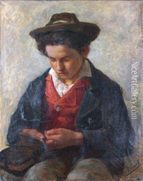 Jeune Femme Au Chapeau Oil Painting - Emile Friant
