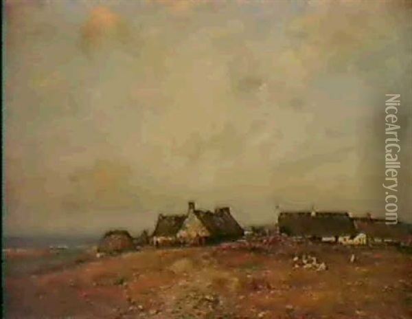Cottages By The Sea Oil Painting - John Henderson