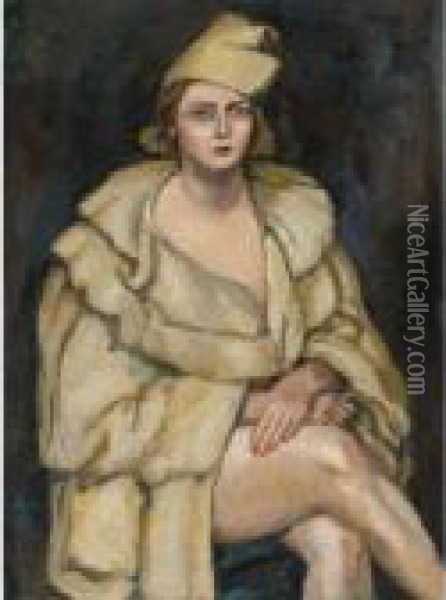 Lady In Robe (the Performer) Oil Painting - Walt Kuhn
