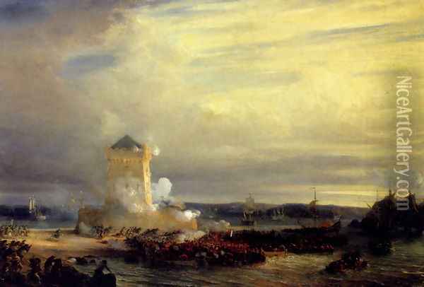 The English Landing At Calais Oil Painting - Theodore Gudin