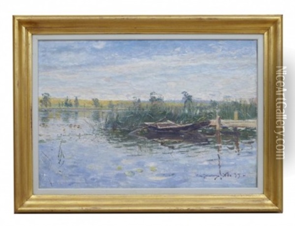 Eka Vid Vatten Oil Painting - Carl (August) Johansson