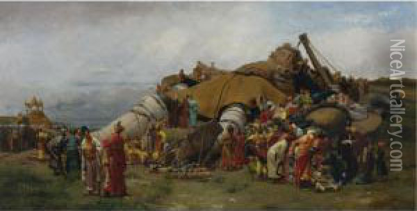 Gulliver And The Lilliputians Oil Painting - Jehan Georges Vibert