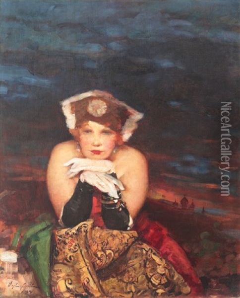 The Beautiful Russian Girl Oil Painting - Bertalan (Bartholomaus) Vigh