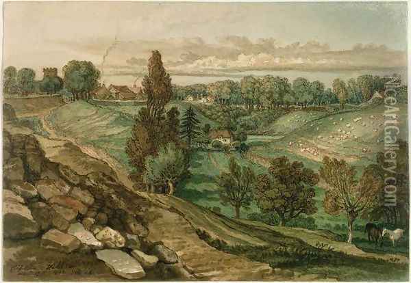 Chiseldon, near Marlborough, Wiltshire, 1822 Oil Painting - James Ward