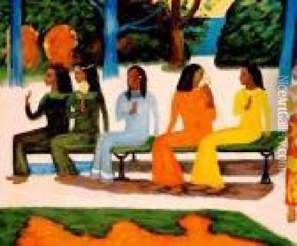 Two Breton Women On The Road Oil Painting - Paul Gauguin