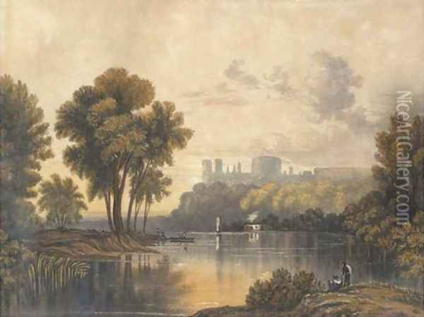 Windsor Castle from the Thames Oil Painting - John Glover