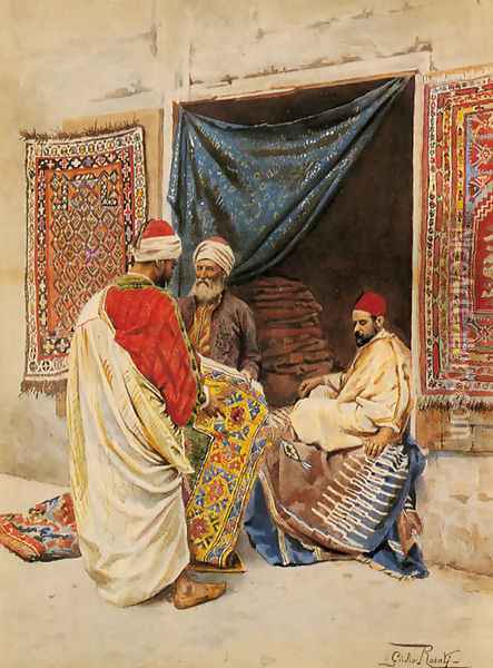The Carpet Merchant Oil Painting - Giulio Rosati