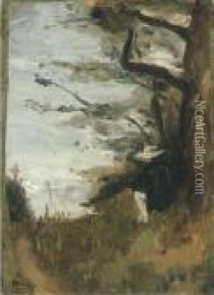 Un Homme Assis Sous Un Arbre Oil Painting - Jean-Baptiste-Camille Corot
