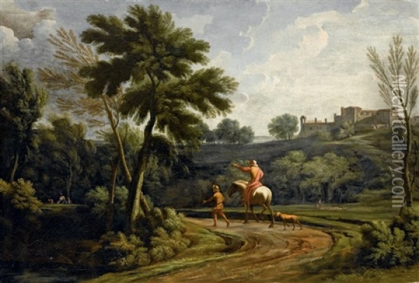Paesaggio Con Cavaliere Oil Painting - Gaspard Dughet