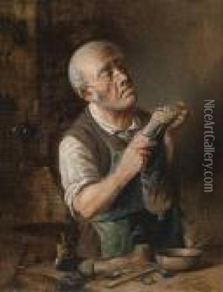 The Emotional Cobbler Oil Painting - Carl Schleicher