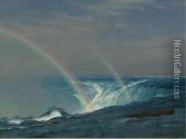 Home Of The Rainbow, Horseshoe Falls, Niagara Oil Painting - Albert Bierstadt
