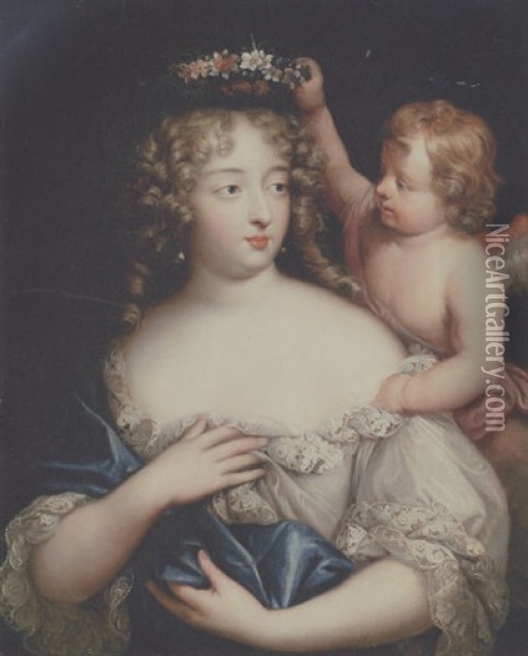 Portraet Af Francoise-athenais De Rochechuart De Mortemart, Marquise De Montespan Oil Painting - Pierre Mignard the Elder