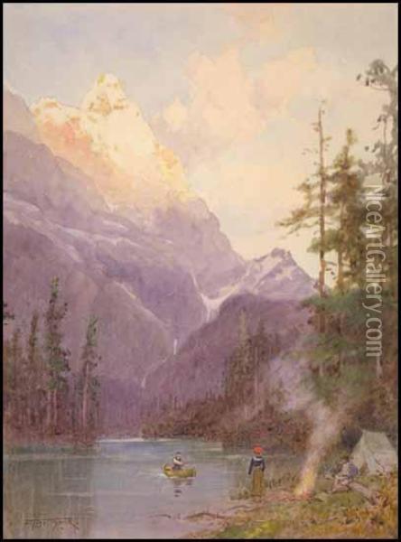 Camping In The Rockies Oil Painting - Frederic Marlett Bell-Smith