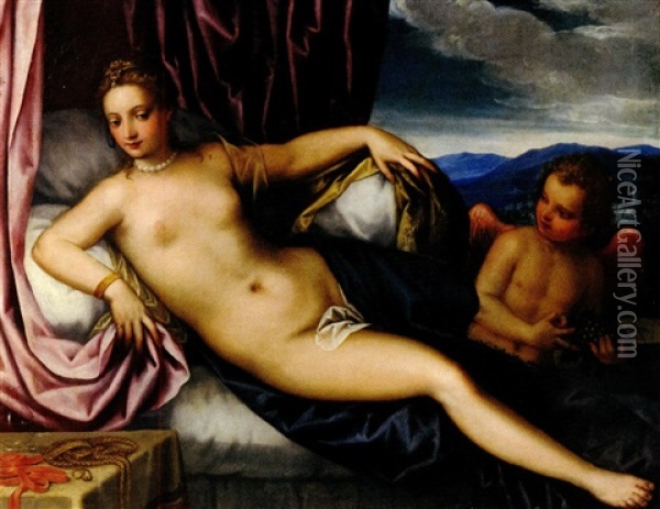 Venus Allongee Oil Painting - Hans Rottenhammer the Elder