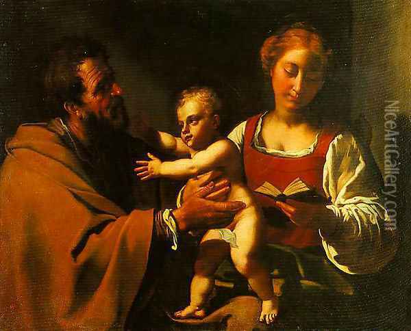 The Holy Family Oil Painting - Antiveduto Gramatica