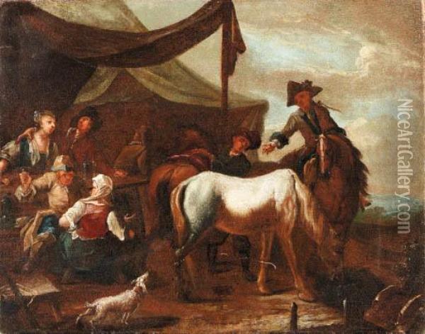Horsemen Preparing For Departure From An Inn Oil Painting - Pieter Wouwermans or Wouwerman