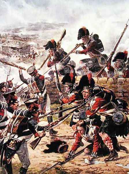 The Attack of the Black Watch, illustration from Glorious Battles of English History by Major C.H. Wylly, 1920s Oil Painting - Henry A. (Harry) Payne