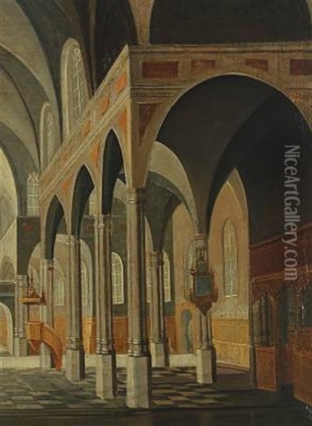 Interior From A Church Oil Painting - Morten Jepsen